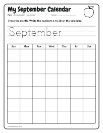 My September Calendar worksheet