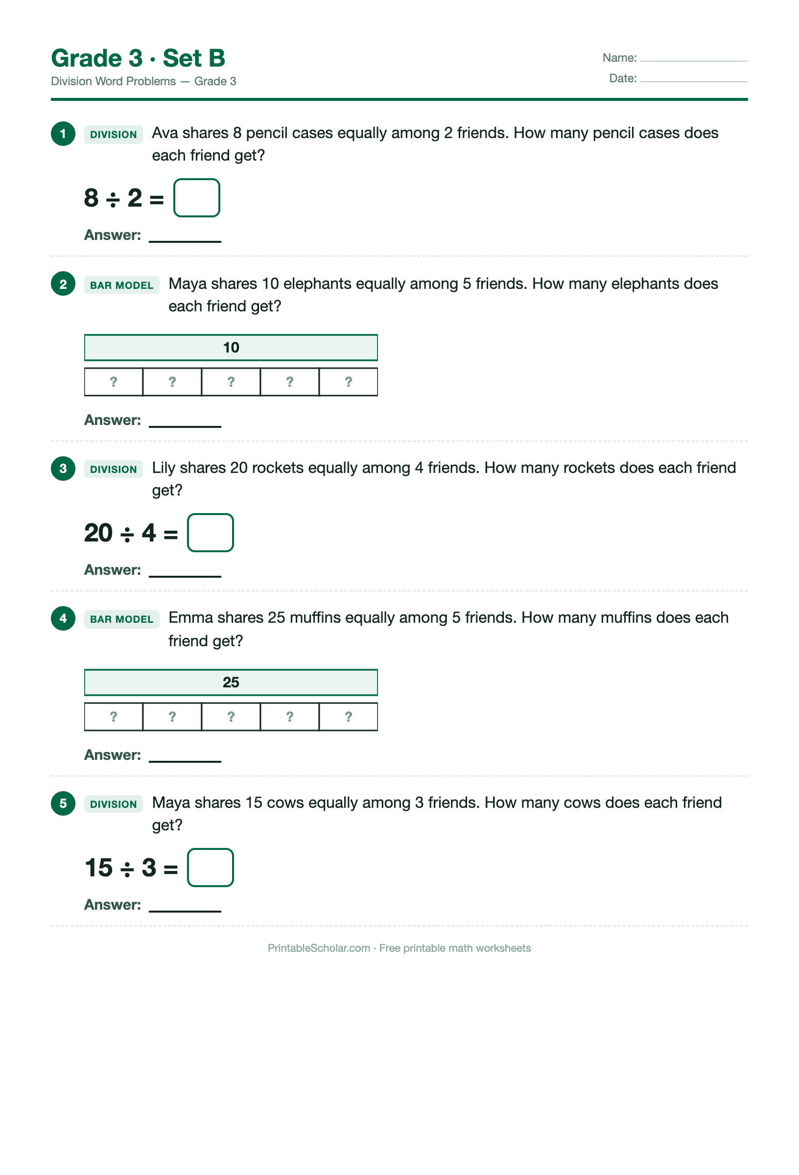 Division Grade 3 · Set B preview