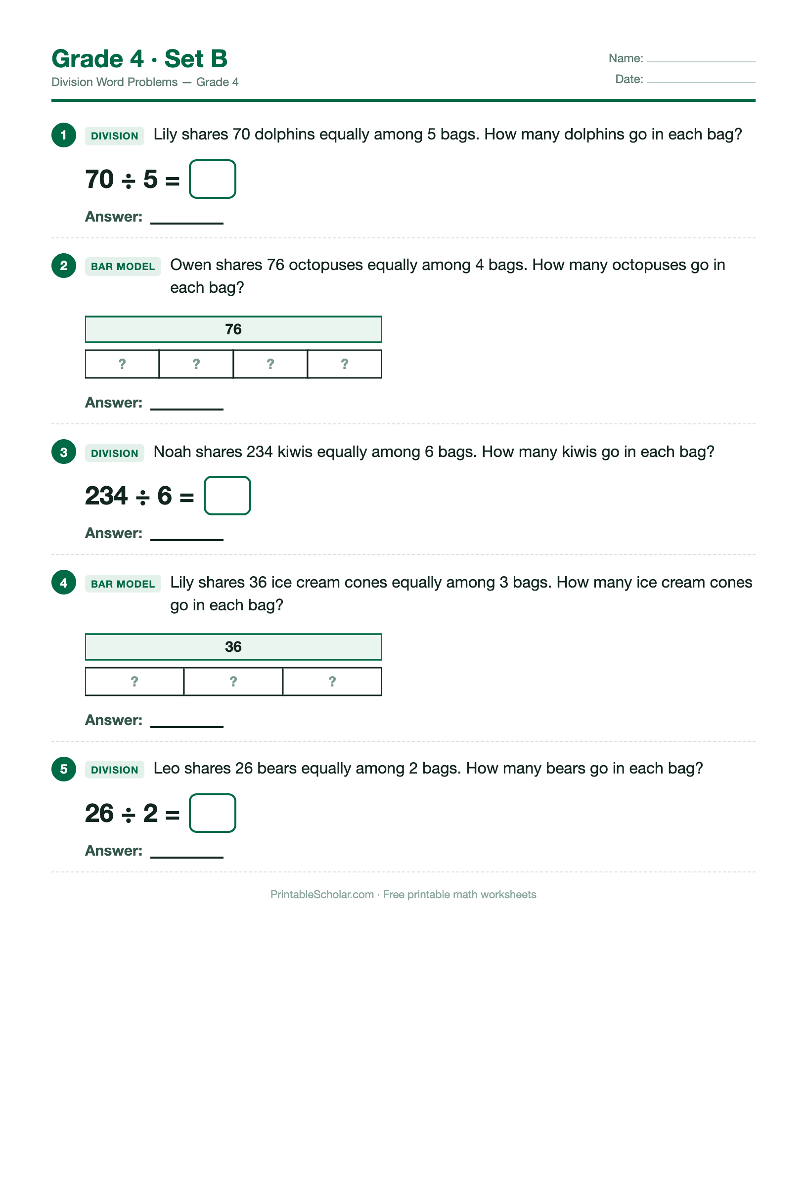 Division Grade 4 · Set B preview
