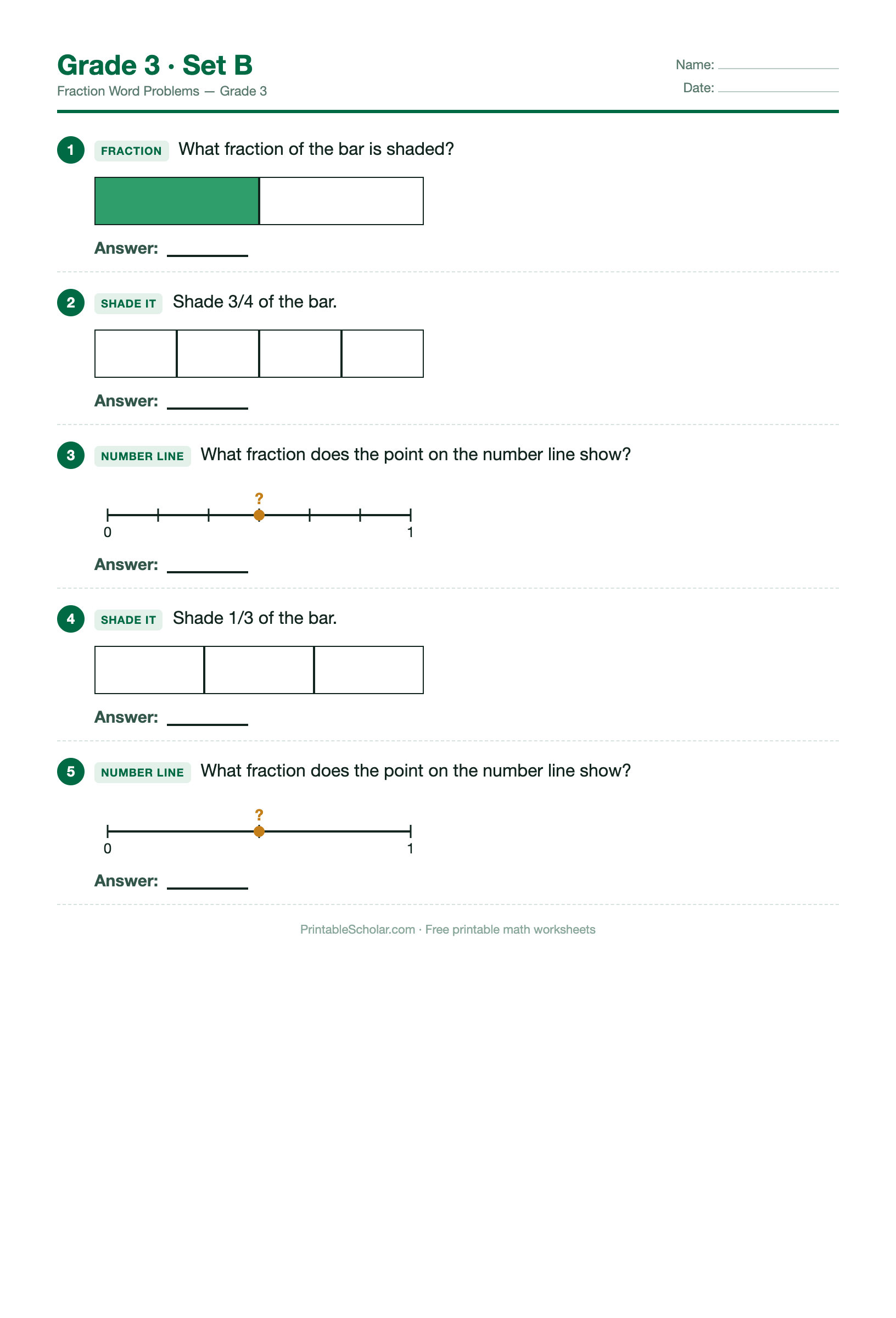 Fraction Grade 3 · Set B preview