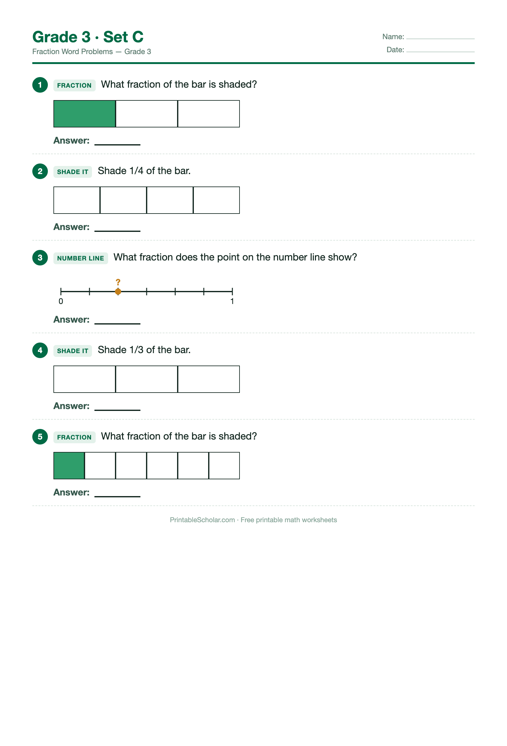 Fraction Grade 3 · Set C preview