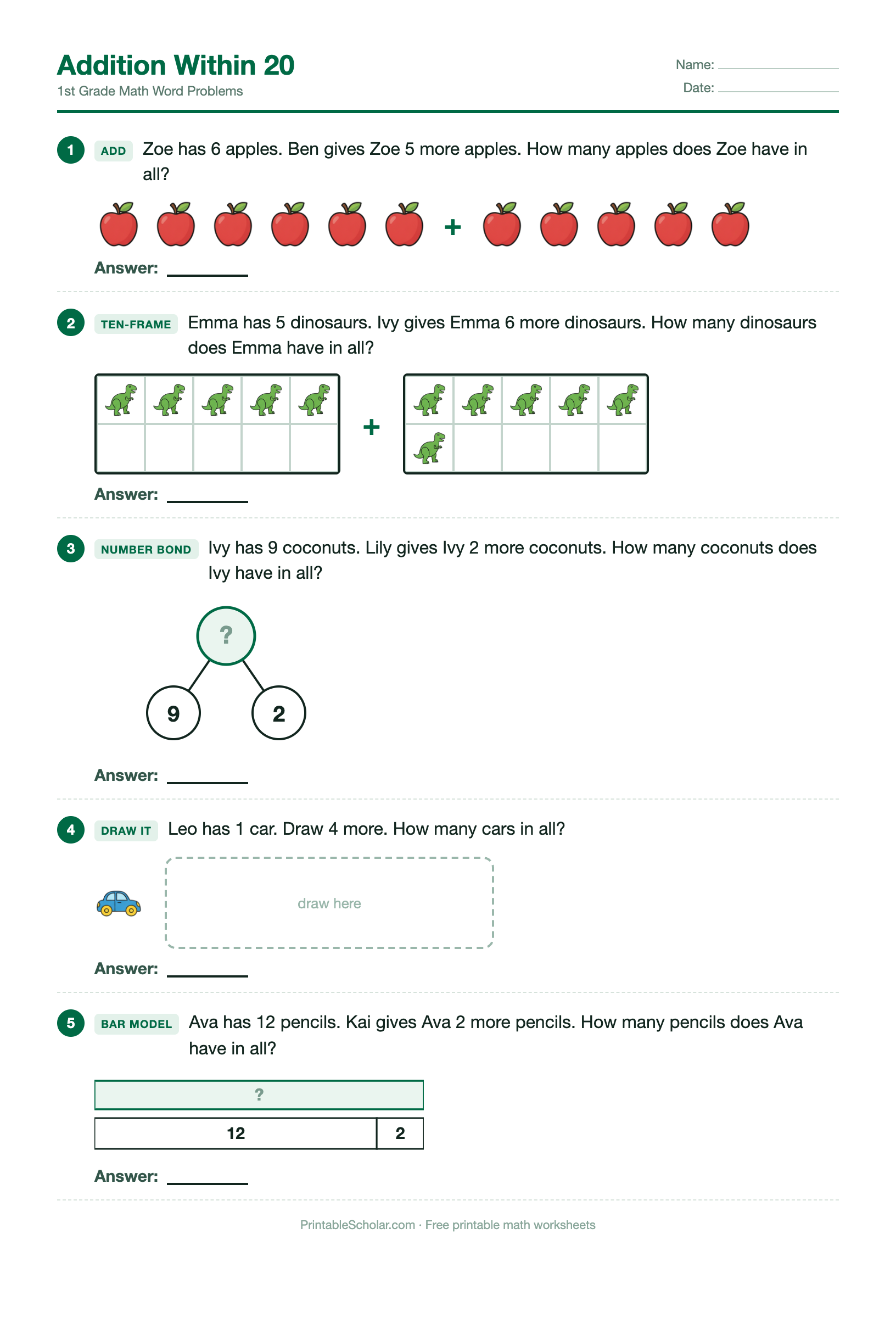 1st Grade word problems