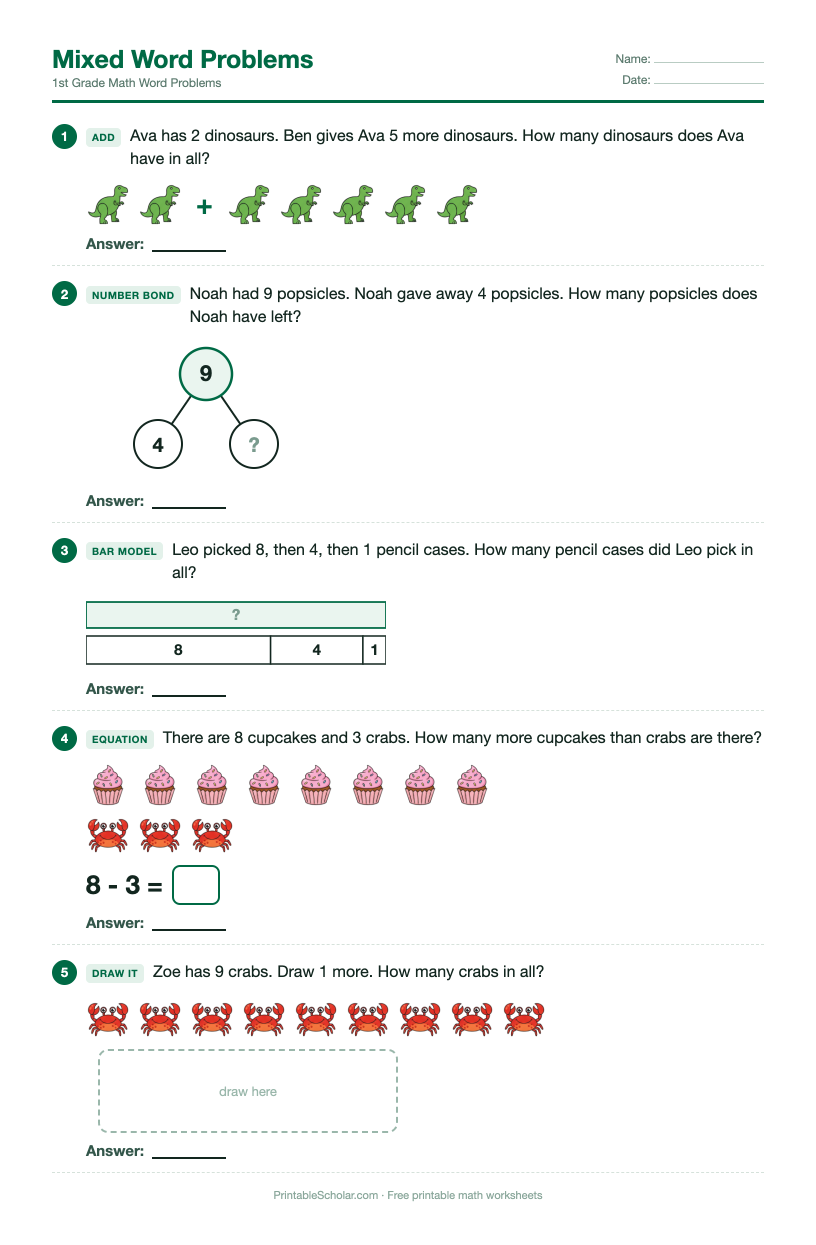 Mixed Word Problems worksheet preview