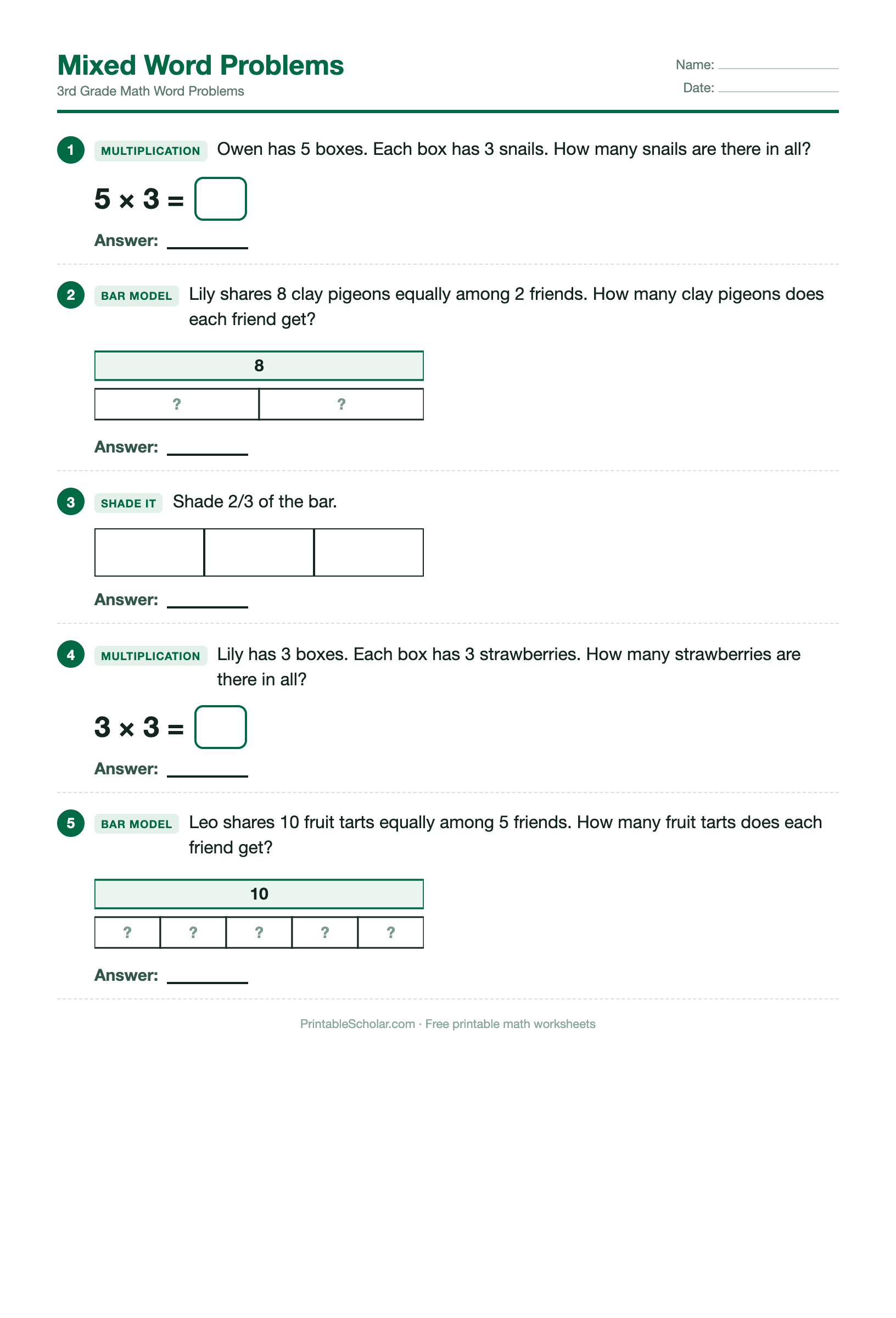 Mixed Word Problems worksheet preview
