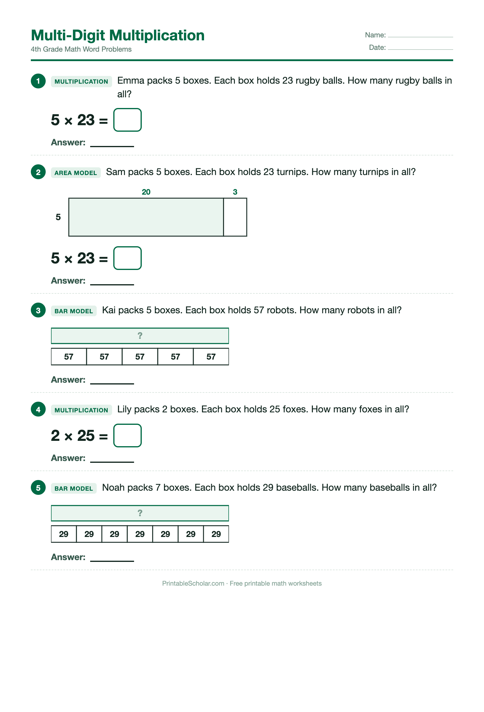Multi-Digit Multiplication worksheet preview