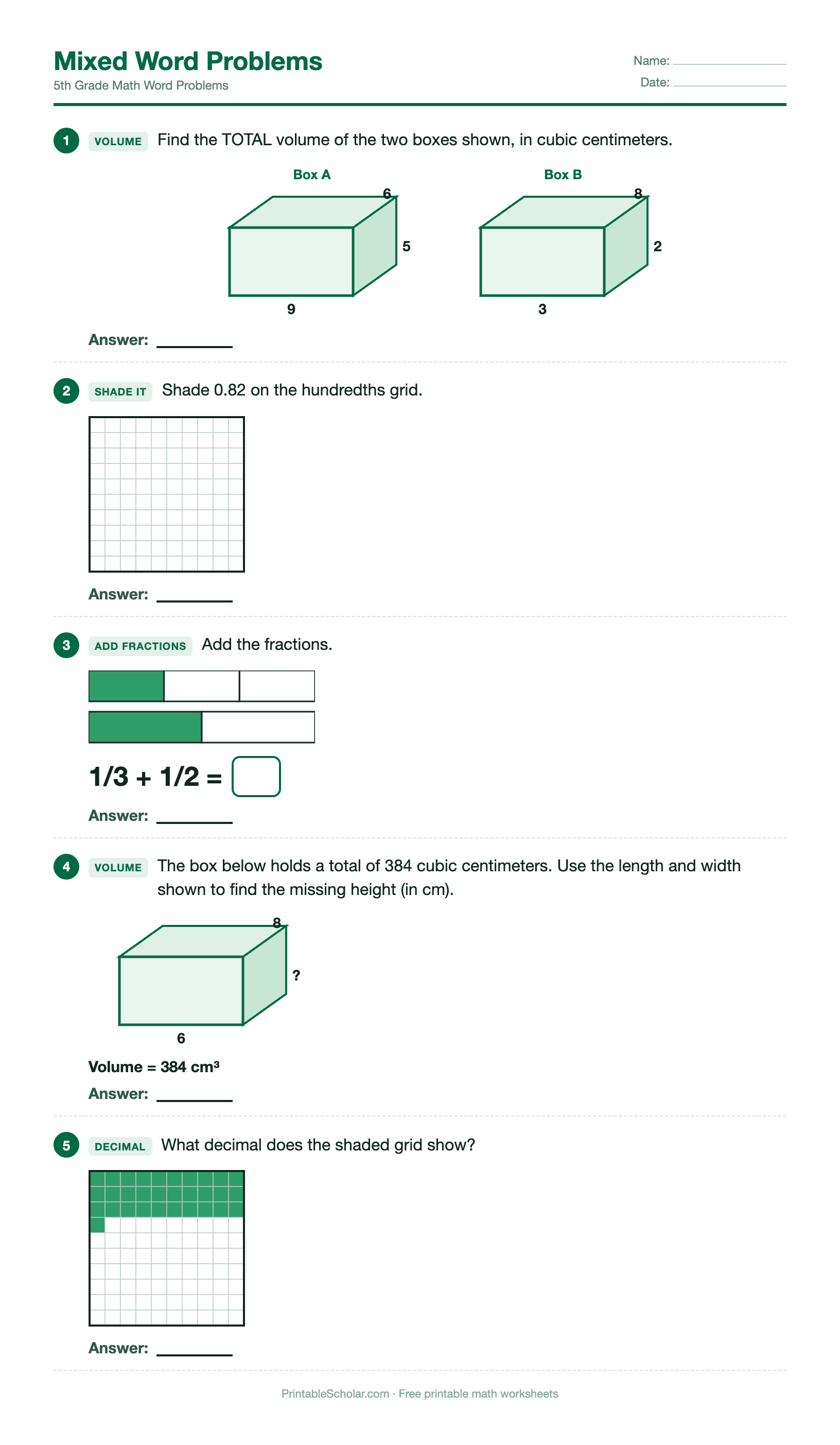 Mixed Word Problems worksheet preview