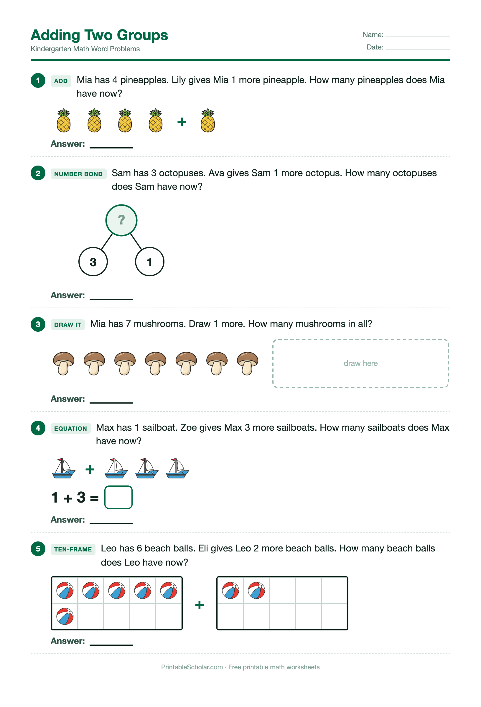 Adding Two Groups worksheet preview
