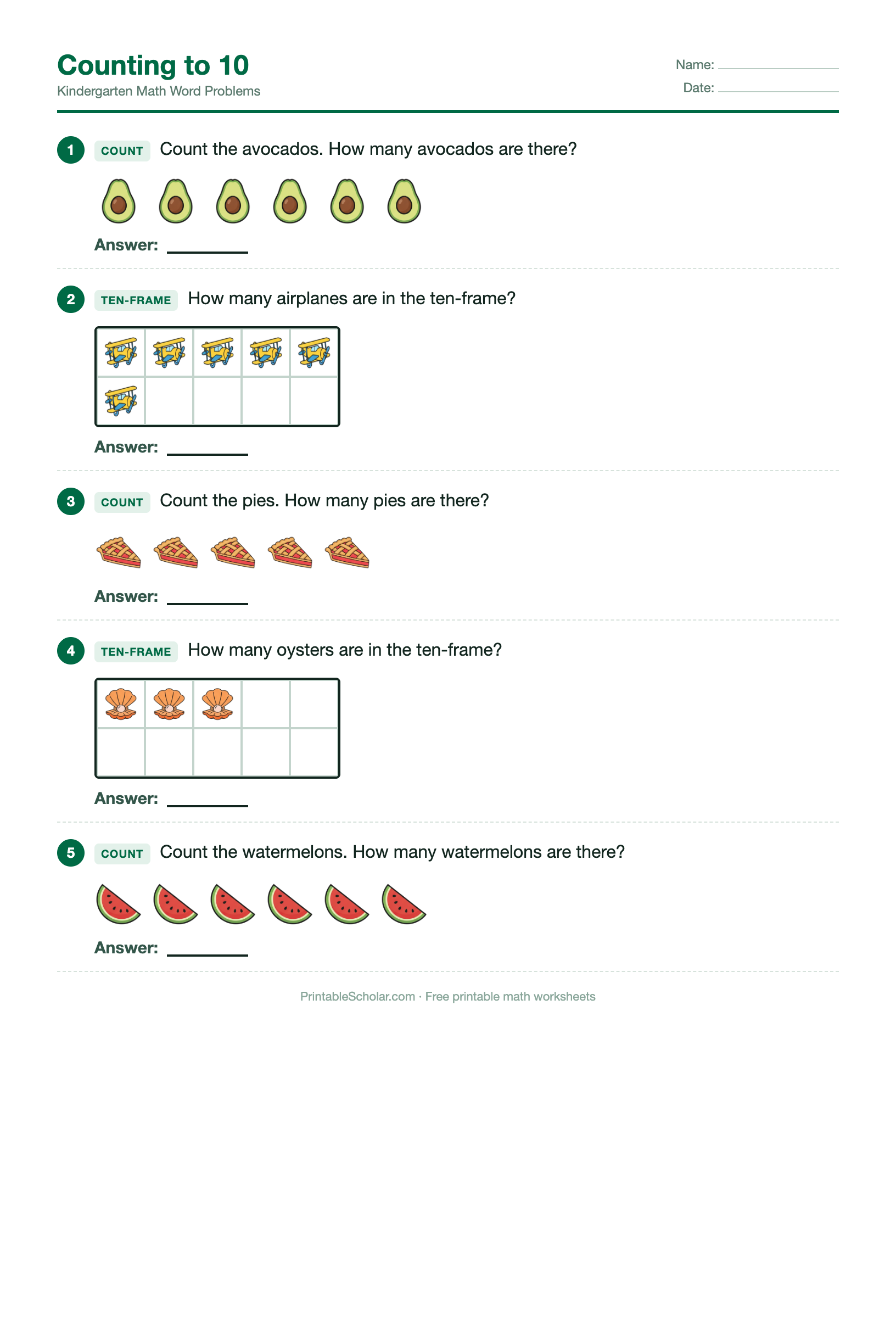 Kindergarten word problems