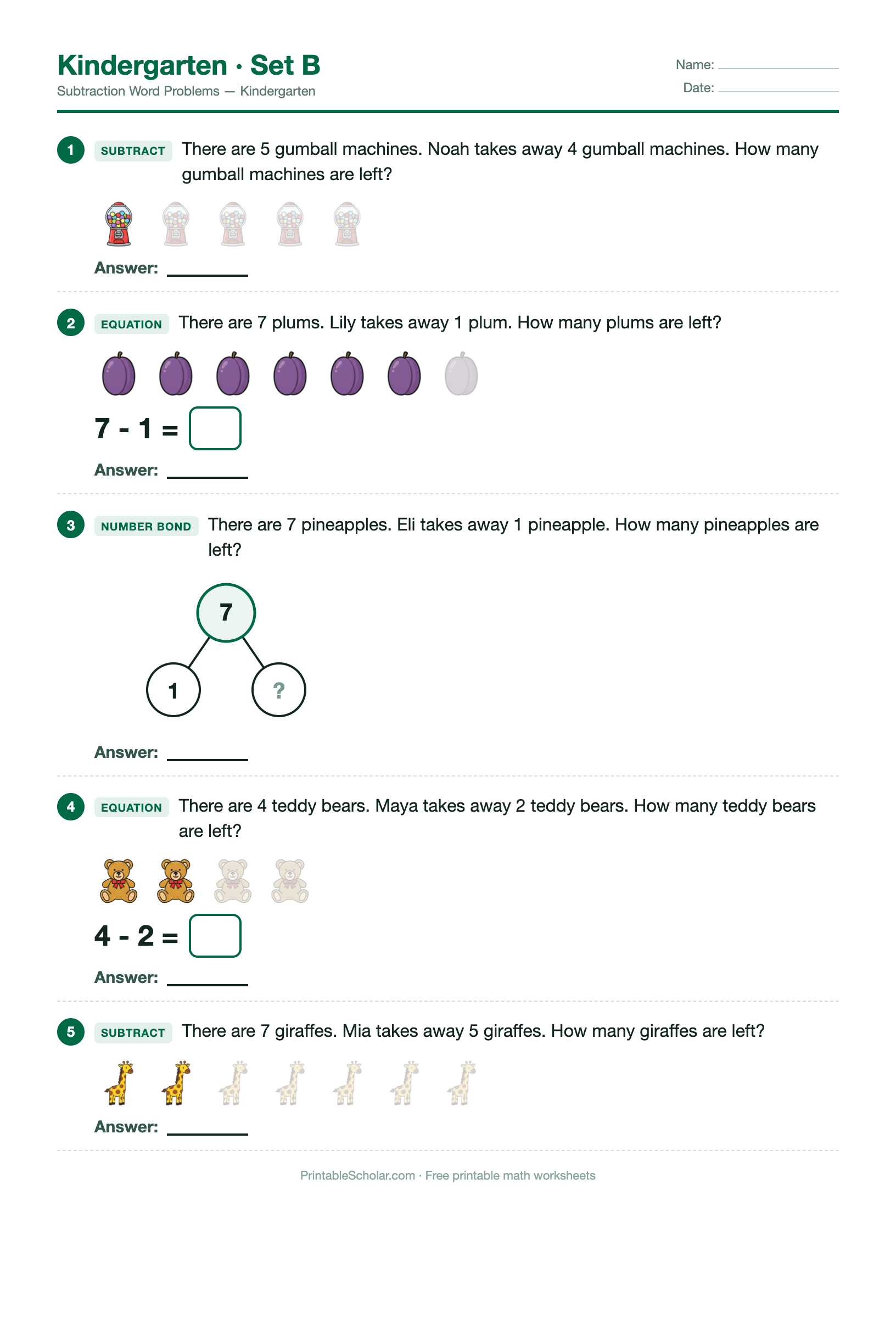 Kindergarten · Set B worksheet preview