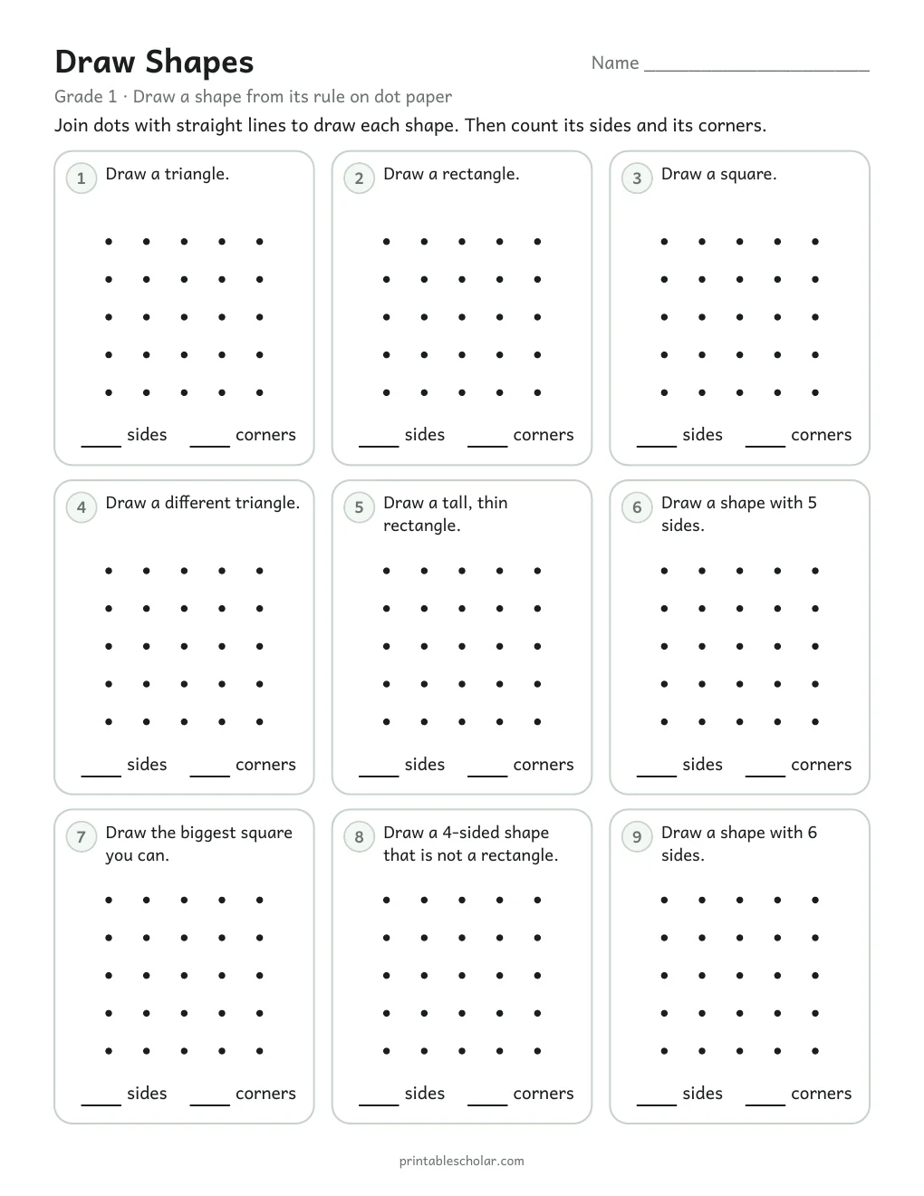 Draw Shapes printable preview