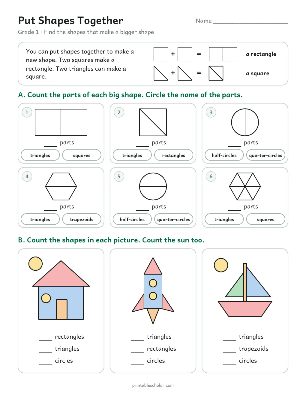 Put Shapes Together printable preview