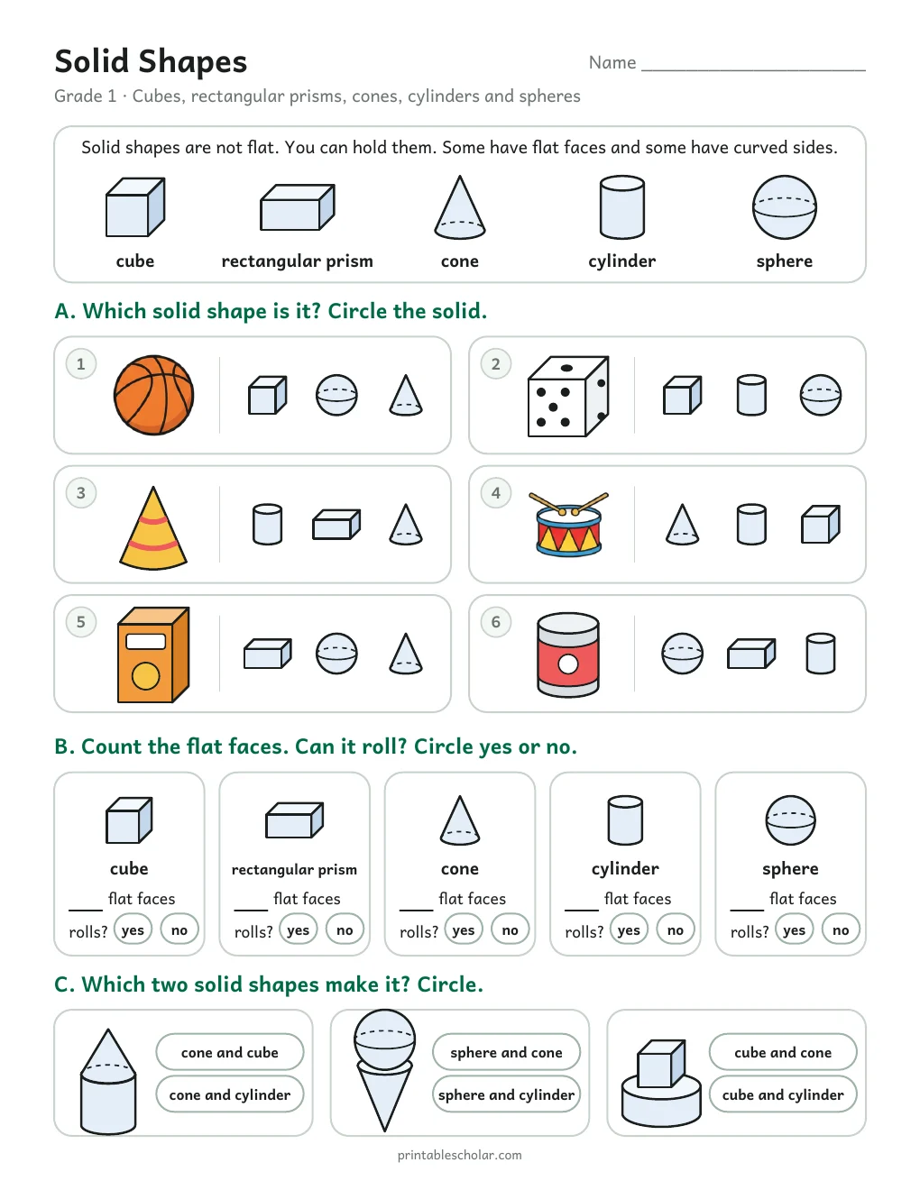 Solid Shapes printable preview