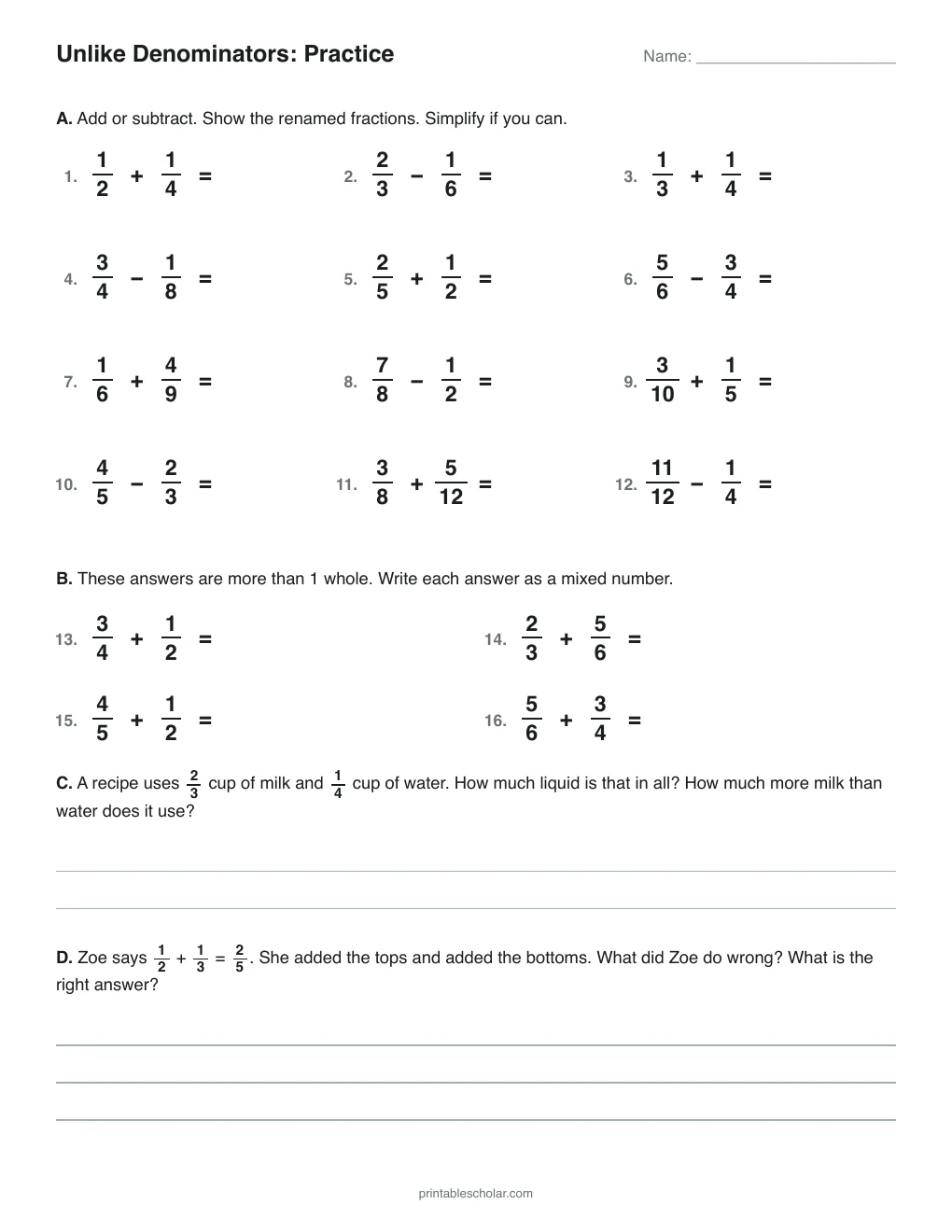 Independent Practice printable preview