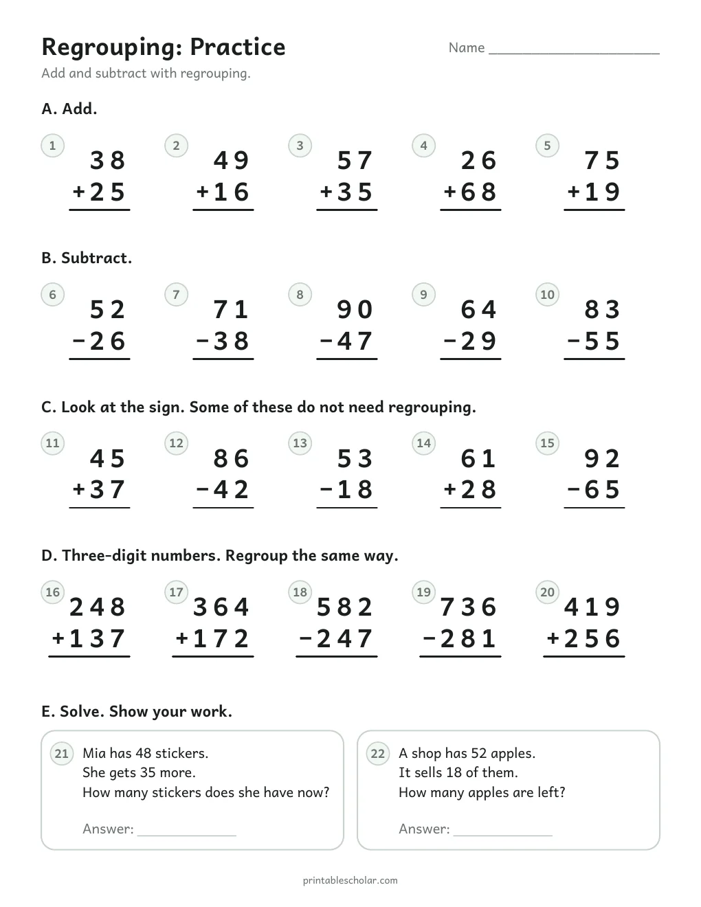 Independent Practice printable preview