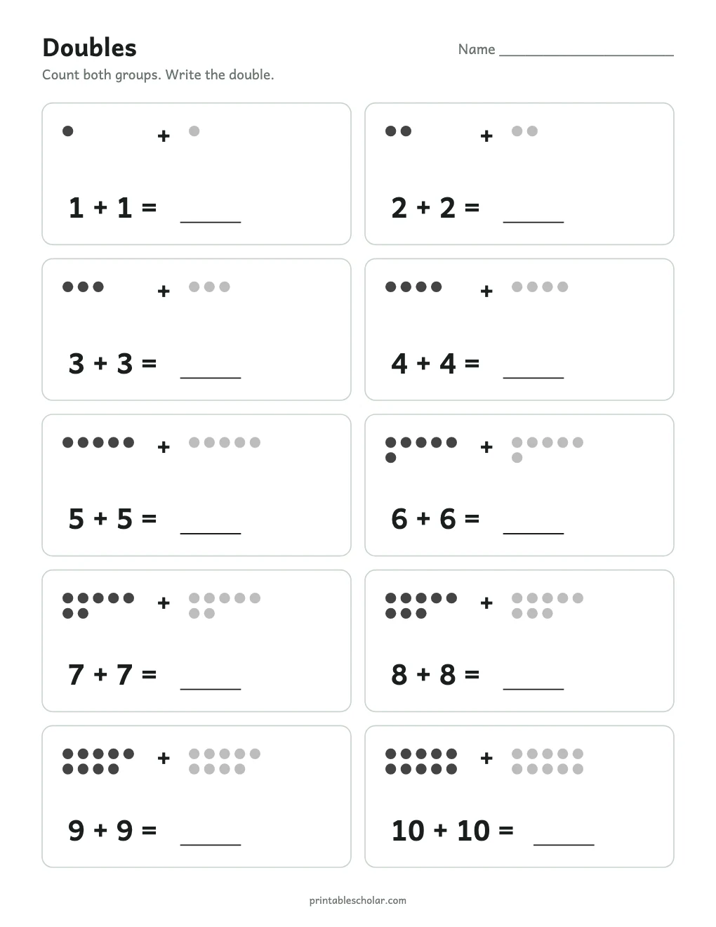 Doubles printable preview