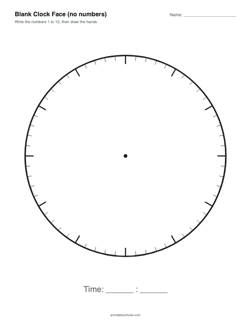 Clock Face without Numbers printable preview