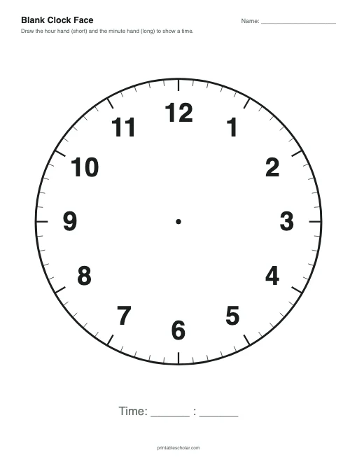 Blank Clock Face printable preview