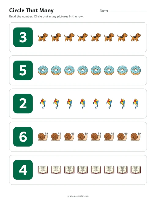 Circle That Many printable preview