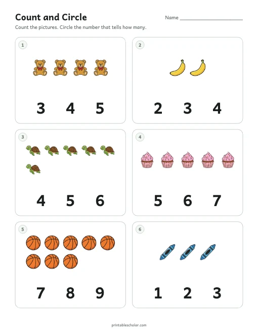 Count and Circle printable preview