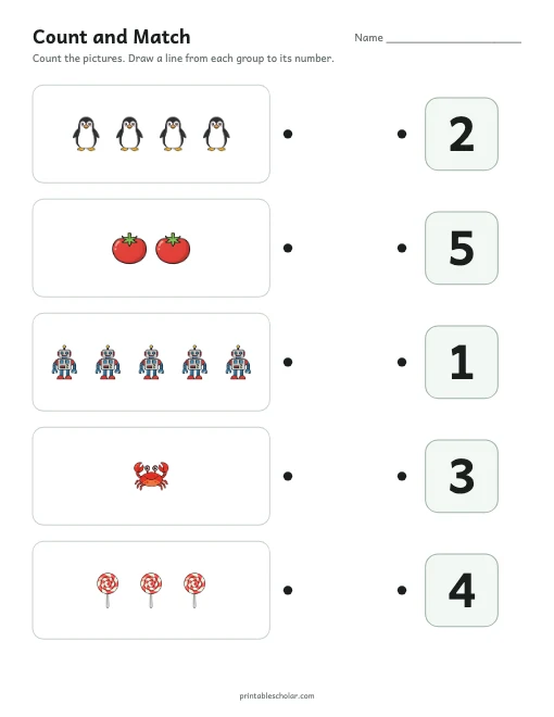 Count and Match printable preview
