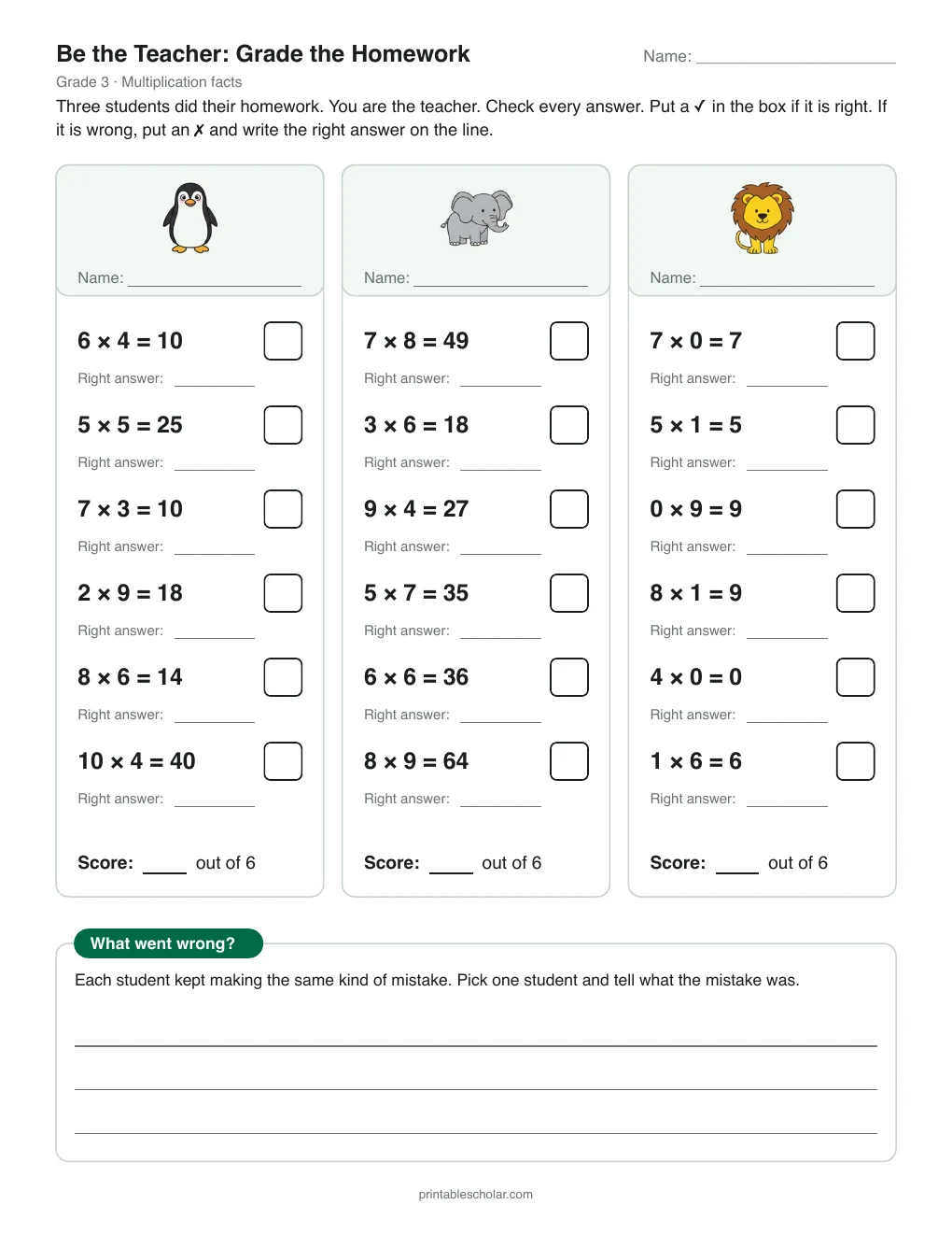 Be the Teacher: Grade 3 printable preview