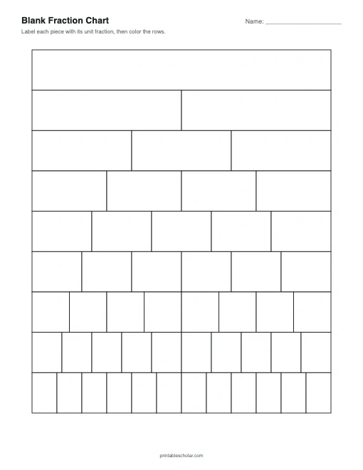 Blank Fraction Chart printable preview