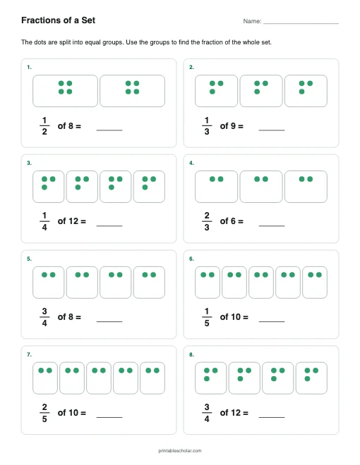 Fractions of a Set printable preview