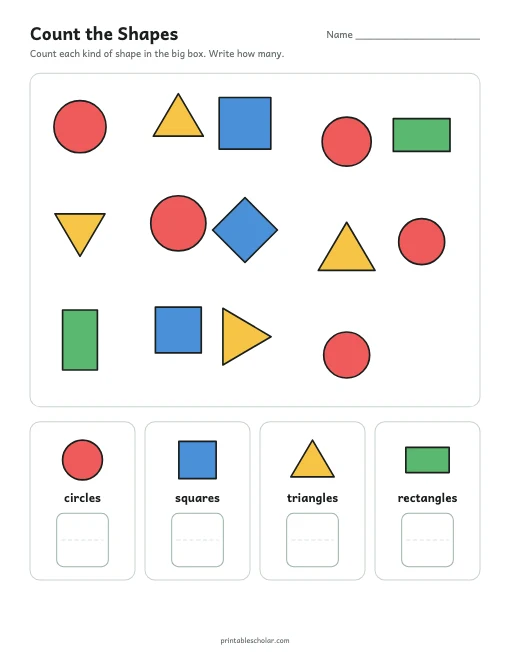 Count the Shapes printable preview