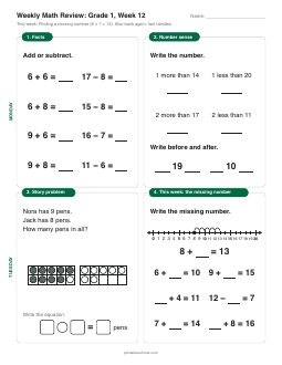 Week 12 sheet: Finding a missing number (8 + ? = 13)