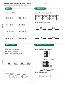 Week 17 sheet: Tens and ones