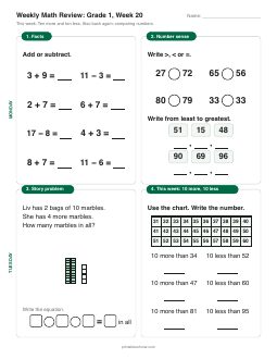Week 20 sheet: Ten more and ten less
