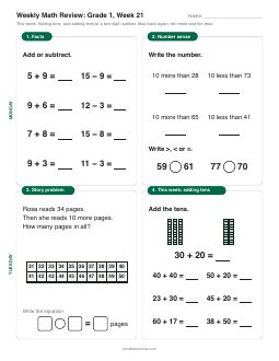 Week 21 sheet: Adding tens, and adding tens to a two-digit number