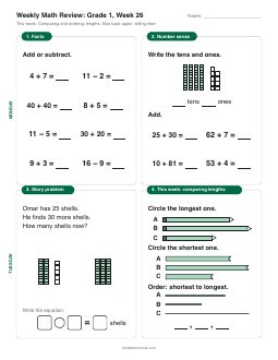 Week 26 sheet: Comparing and ordering lengths
