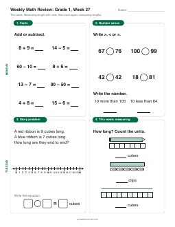 Week 27 sheet: Measuring length with units