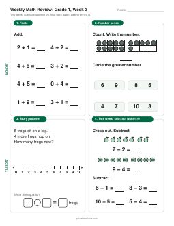 Week 3 sheet: Subtracting within 10
