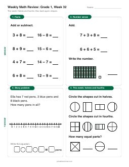 Week 32 sheet: Halves and fourths