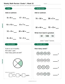 Week 33 sheet: Coins: pennies, nickels and dimes
