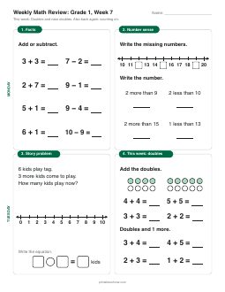 Week 7 sheet: Doubles and near doubles