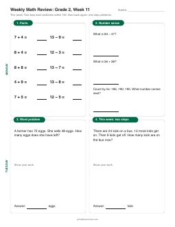 Week 11 sheet: Two-step word problems within 100
