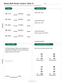 Week 12 sheet: Adding up to four two-digit numbers