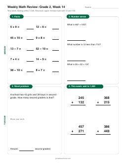 Week 14 sheet: Adding within 1,000