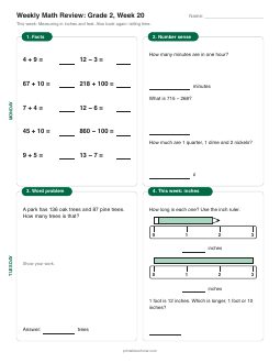 Week 20 sheet: Measuring in inches and feet