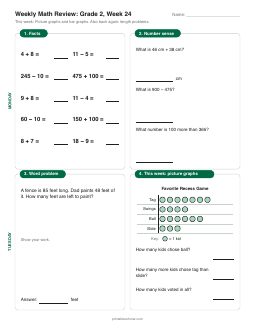 Week 24 sheet: Picture graphs and bar graphs