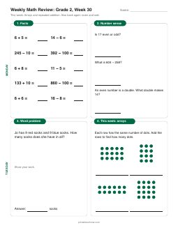 Week 30 sheet: Arrays and repeated addition