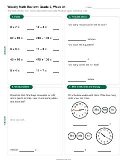 Week 34 sheet: Review: time, money, measurement and data