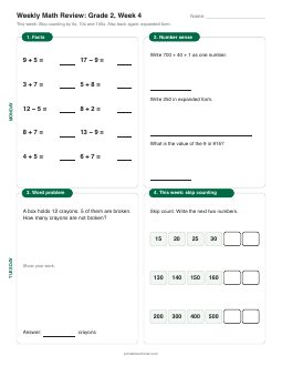 Week 4 sheet: Skip counting by 5s, 10s and 100s