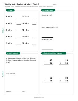 Week 7 sheet: Adding within 100 with regrouping