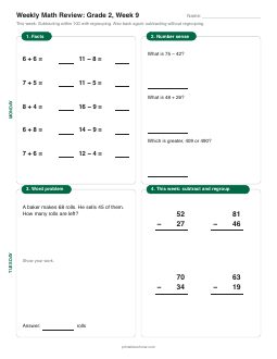 Week 9 sheet: Subtracting within 100 with regrouping