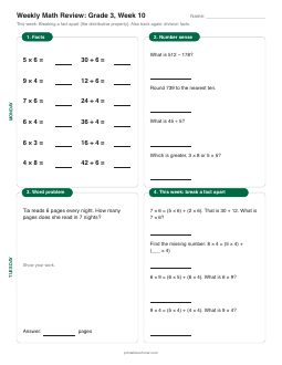 Week 10 sheet: Breaking a fact apart (the distributive property)