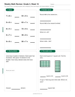 Week 16 sheet: Area: counting squares and multiplying